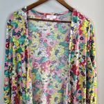 LuLaRoe  Duster Cardigan Large Long Sleeve Floral Print Long Linen Blend‎ Womens Photo 1