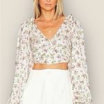 NWT For Love & Lemons Tanya Floral Long Sleeve Crop Top Size Small Photo 0