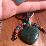 Green Aventurine Stainless Steel Heart Pendant Necklace and Heart Charm Keychain Photo 8