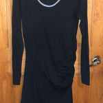 Athleta Black Long Sleeve Bodycon Midi Dress with Gray Trim size medium Photo 0