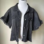 Hayden  Black Ruffle Denim Jacket Photo 0