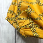 Michael Kors Mustard MK Logo Chain Print Blouse Top Size Medium Photo 7