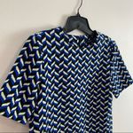 ZARA  Blue Geometric Plaid Shift Dress Size S Minimalist Retro Mod Print Chic Photo 3