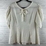 Hinge White Embroidered Short Sleeve Blouse Size M Photo 1