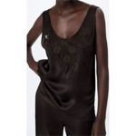 ZARA Limited Edition Chocolate Brown Embroidered Camisole Size S Photo 1