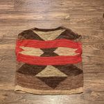 Ralph Lauren Lauren Aztec Geometric Sleeveless Knit Sweater Red Tan Brown S/M Photo 1