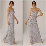 💕FAVORITE DAUGHTER💕 The Satin Blackberry Dress Poppy Floral Print Medium NWOT Blue Photo 3