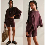 Free People Beach Lena Knit Sweater PulloverShorts Set Size S NWOT Purple Photo 2