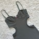 Edikted Dress Shae Cups Cut-Out Mini Ribbed Bodycon Olive Sz S NWT New Photo 4