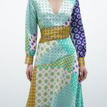 ZARA midi dress bohemian long sleeve prints abstract casual Photo 3