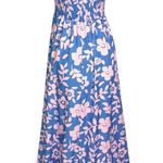 Romantic Boho Blue Pink Floral Maxi Dress M Ruffle Hem Scallop Straps Festival Size M Photo 3
