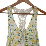 Free People  Yellow Floral High Low Crochet Inset Tank Top Flowy size XS Photo 2