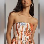 Anthropologie  MAEVE Strapless A-line Midi Dress‎ in Tomato Floral Photo 3