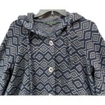 For Cynthia  Hooded Jacket Womens S Blue Wool Blend Geometric Coat Boho Folklore Photo 3