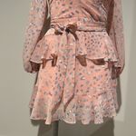 Leith  Long Sleeve Wrap Front Minidress pink and blue size Medium‎ Photo 2
