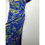 David Warren Faux Wrap Midi Maxi Dress 8 Vintage Tropical Floral Chiffon Photo 6