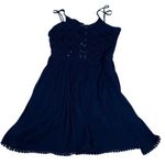 Forever 21 Lace Overlay Small Lace Up Side Zip Tank Dress Black Flowy Photo 0