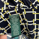 Ralph Lauren Lauren Mid Length Dress Navy Yellow Twist Front Faux Wrap V Neck Photo 6