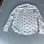 ZARA Cream Black Cheetah Leopard Novelty Print button Down Chiffon Blouse Small Photo 4