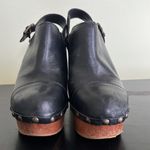 Steve Madden Black Leather Wooden Heel Clogs Photo 9