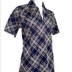 Vintage 1970s Plaid Wing Tip Collar Plaid Short Sleeve Women’s Shirt Small Blue Photo 4