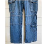 ZARA  Utility Cargo Jeans Size 6 Light Wash Denim Block Panel Side Slit Women's Photo 2