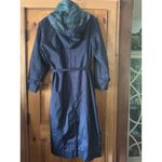 Current Seen Hooded Belted Trench Coat Womens Size 13/14 Navy Blue Plaid Photo 6