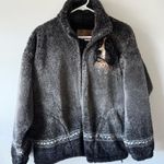 VTG Bear Ridge Dog Zip Up Bernese Mountain Dog Cozy Gray Fleece Jacket Size XS S Photo 0