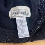 Croquet Club Lambs Wool Black Sleeveless Sweater Top with Beaded Neckline Photo 2