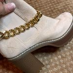 Olivia Miller  Womens Beige Platform Chunky Heel Faux Suede Boots Chain Zip 10 Photo 8