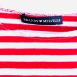 Brandy Melville Crop Top Red Striped 3/4 Sleeve Photo 2