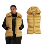 Ralph Lauren Lauren  Satin Quilted Down Vest in gold Large NWT Photo 1