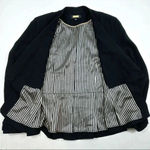 Greylin Graylin Black Crepe Two Button Peplum Blazer with Striped Lining - Size large Photo 3