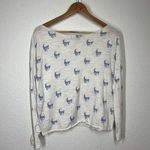 Skull Cashmere  Cotton Slub Knit Top XS Blue Skulls Photo 3