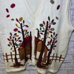 Vtg Bobbie Brooks Sweater Vest Women Embroidered Fall Leaves 22 Photo 1