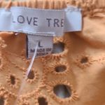 Love Tree Yellow Eyelet Embroidered Crop Top Blouse Size Large Keyhole Tie Photo 2