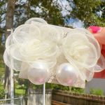 Natasha White lace floral white fresh water pearl drops earrings Photo 3