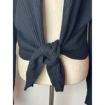 autumn cashmere Sweater Women Large Black Cashmere Rib Knit Tie Front Cardigan Photo 6