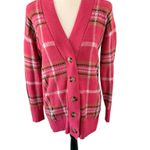 Ann Taylor Jacquard Plaid Boyfriend Cardigan Jubilee Red Size XS Photo 3