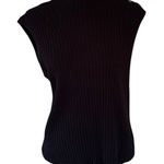 St. John  Mock Turtleneck Sleeveless Sweater decorative metal buttons Black L Photo 0