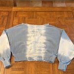 Free People Blue white Cropped tie dye clouds Boxy Sweatshirt small Photo 3