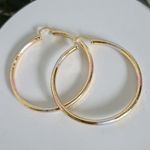 Gold Filled Tricolor Accent Hoop Earrings Photo 0