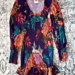 Farm Rio  Flower Scarves Long Sleeve Smocked Mini Dress Photo 0