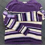 Carolyn Taylor  Purple Striped Crew Neck Sweater Photo 5