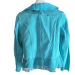 Dialogue  Turquoise Ruffle Leather Jacket Photo 7