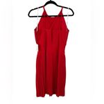 Calvin Klein NWT  Pleated Halter‎ Dress in Poppy Red Size 6 Criss Cross Back Photo 1