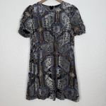 ZARA Sheer Burnout Velvet Mini Dress Geometric Print Puff Sleeve Size Small Photo 1