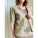 Vintage 80s Floral Print Blazer/Jacket Size M/8 Greens/Tans Cottagcore Tailored Green Photo 2