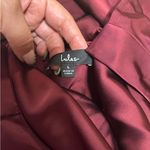 Lulus Classic Elegance Wine Satin Sleeveless Mock Neck Maxi Dress Red Size L Photo 4