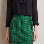 HD in Paris HD in Paris Green black floral tiered zip up skirt Anthropologie 4P boho Photo 0